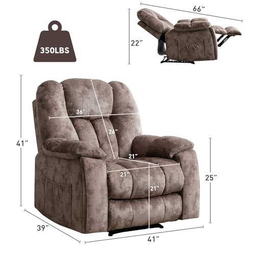 Manual Recliner Chair with Massage and Heat for Adults, Brown O26736