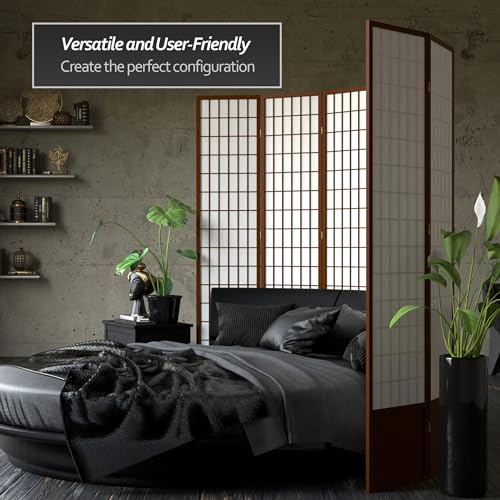 7 ft. Tall Window Pane Shoji Screen Room Divider, 3 Panels, White S15216