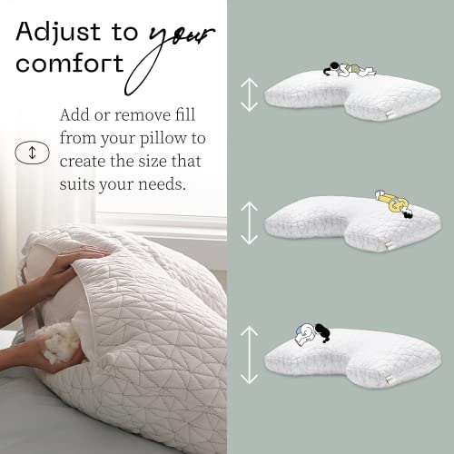 Adjustable Queen Bed Pillow, Cross Cut Memory Foam, Medium Firm for Side and Back Sleepers O458