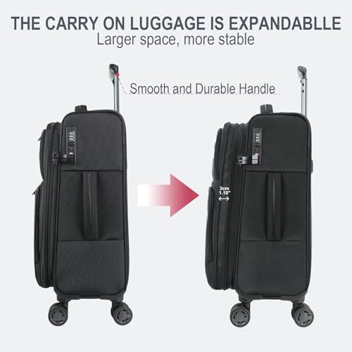 Softside Expandable Carry On Luggage with Spinner Wheels and TSA Lock B846