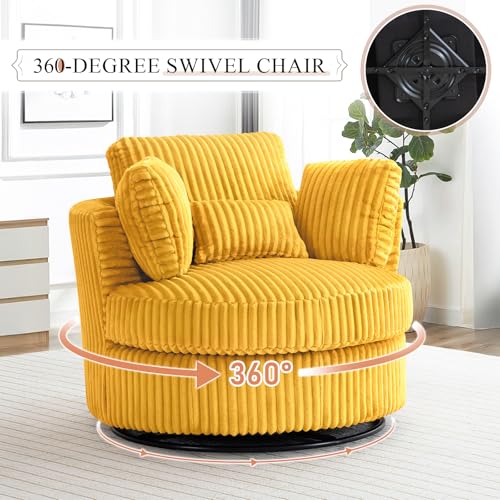 Round Swivel Barrel Chair with Ottoman for Living Room Bedroom G375183