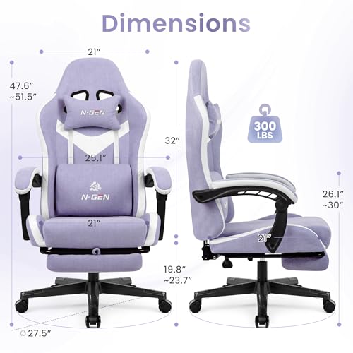 Gaming Chair with Footrest Lumbar Support High Back Recliner Ergonomic Leather L124