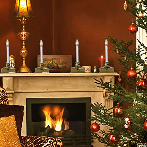 Christmas Window Candles with Timer, LED Flickering Lights, Set of 4 D66060