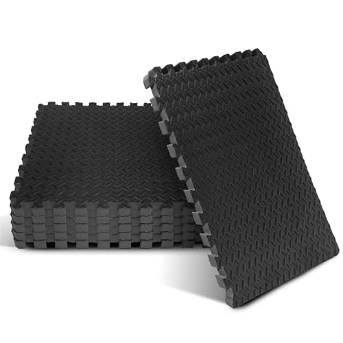 Puzzle Exercise Mat for Home Gym, EVA Interlocking Foam Floor Tiles with Border O344855