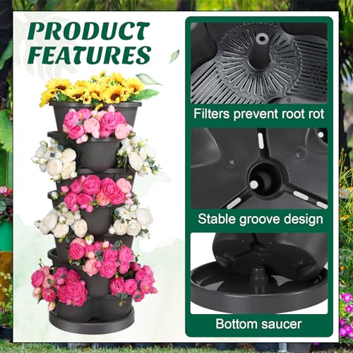 7-Tier Stackable Planter for Indoor Outdoor Gardening R280384