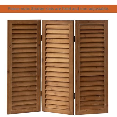 Wood Short Room Divider 3 Panel, 2.6 Ft Tall Folding Partition, White Freestanding Wall for Home Office O18628