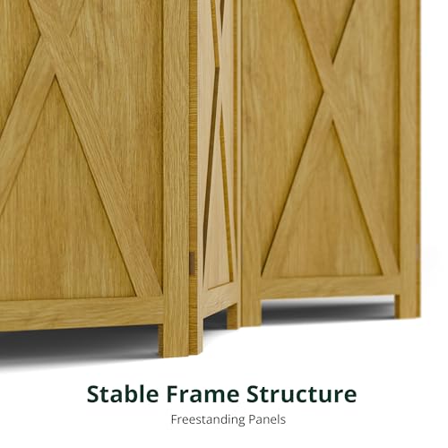 Wood Room Divider, 4 Panel 66.9 Inch Folding Privacy Screen, Freestanding Partition L84708