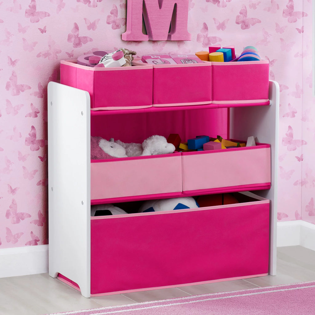 Toy Organizer with 6 Bins, White/Pink L483002