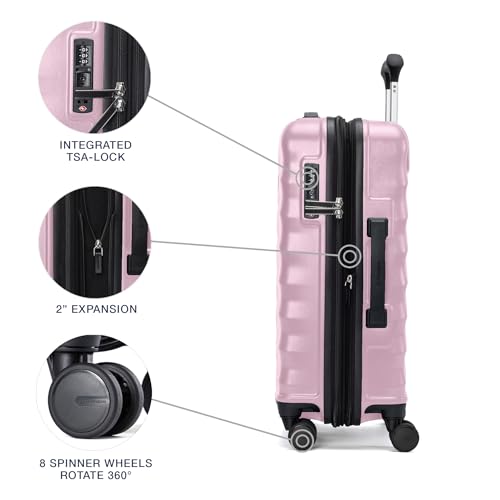 Hardside Expandable Carry-On Luggage with 8 Spinner Wheels and TSA Lock Q7052
