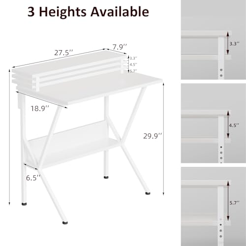 Small Desk with Adjustable Monitor Stand for Small Spaces, Grey G4959