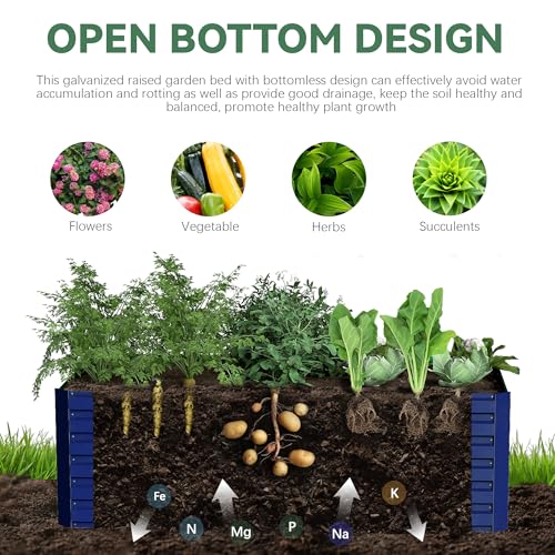 Galvanized Raised Garden Bed 8x4x2ft, Large Metal Planter Box for Outdoor Vegetables, Flowers & Herbs D2106