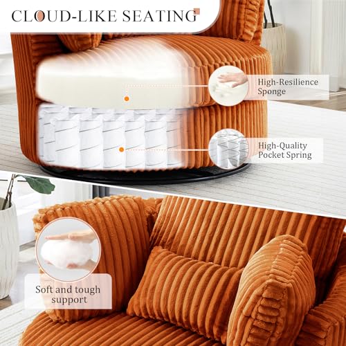 Round Swivel Barrel Chair with Ottoman for Living Room Bedroom G375183