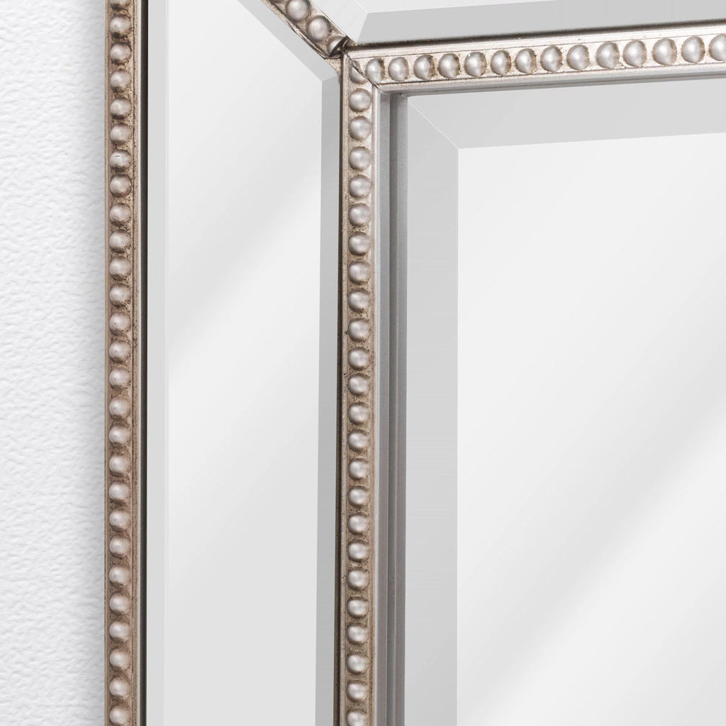 Champagne Silver Beaded Glass Framed Vanity Mirror - Rectangle for Bathroom & Living Room - 20"x32" H38896
