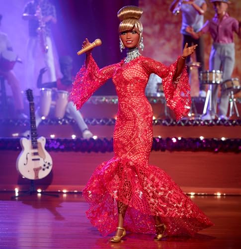 Celia Cruz Queen of Salsa Collectible Doll with Red Lace Dress and Golden Microphone W25358