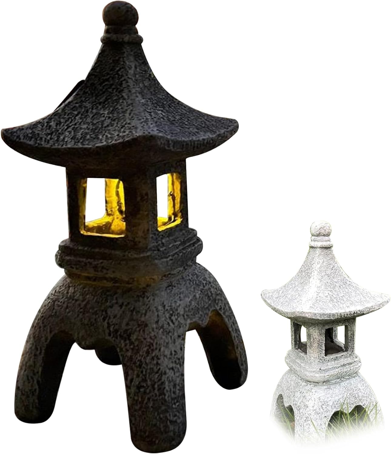 Solar Pagoda Lantern Garden Statue Resin Waterproof A99080
