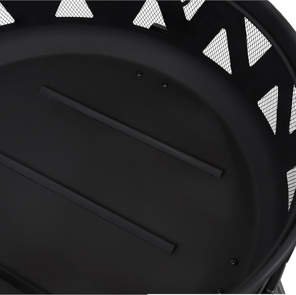 Steel Wood-Burning Fire Pit with Poker and Spark Screen C63927