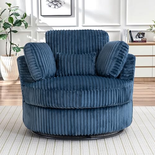 Round Swivel Barrel Chair with Ottoman for Living Room Bedroom G375183