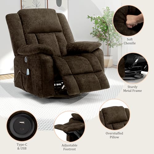 Swivel Glider Recliner Chair with Massage and Heating U99902