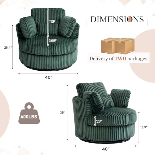 Round Swivel Barrel Chair with Ottoman for Living Room Bedroom G375183