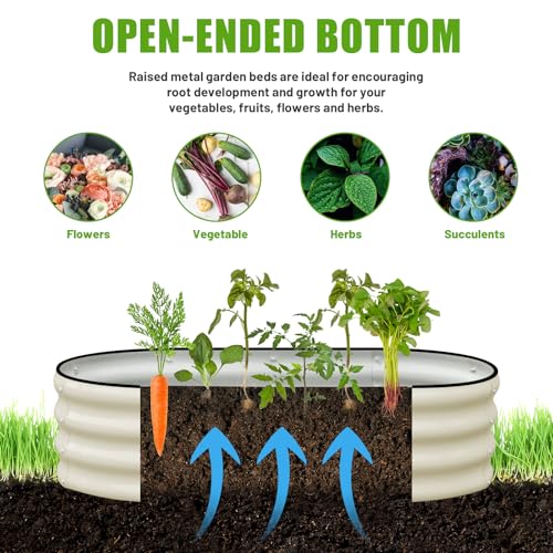 Galvanized Raised Garden Bed, 4x2x1ft Oval Metal Planter Box for Outdoor Plants Vegetables X93266