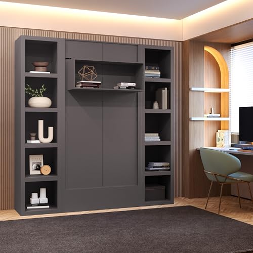 Queen Murphy Wall Bed with Two Bookshelves Z468