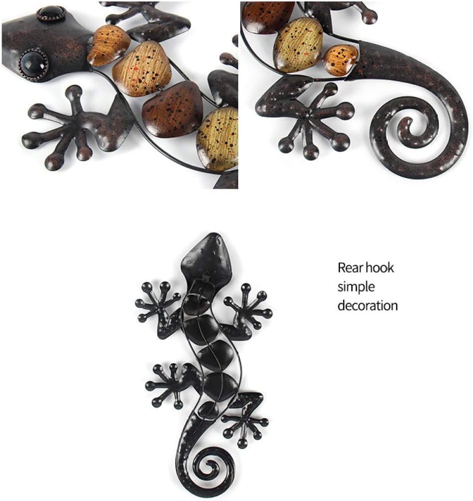 Metal Gecko Wall Decor for Garden Outdoor Sculptures 2 Pack C448514