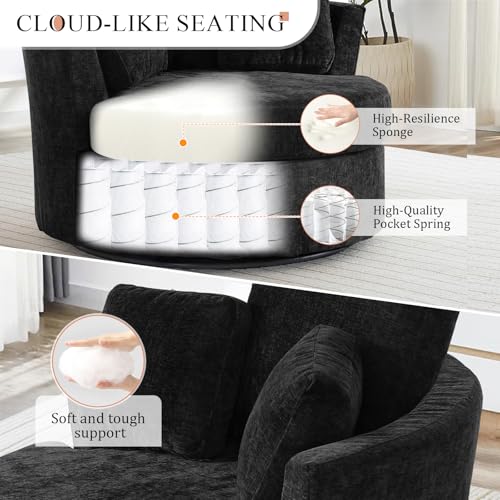 Round Swivel Barrel Chair with Ottoman for Living Room Bedroom G375183