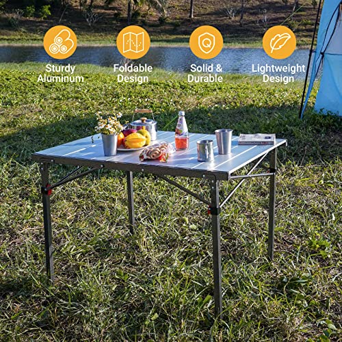 Folding Camping Table Aluminum Roll Up Portable Picnic Table Q486920