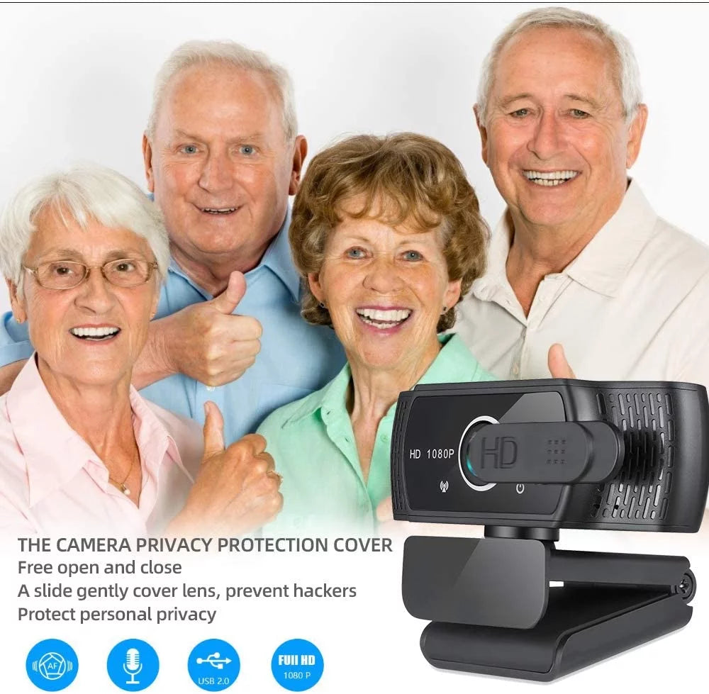 Webcam with Microphone, 1080P HD, Privacy Shutter and Tripod Stand K591566