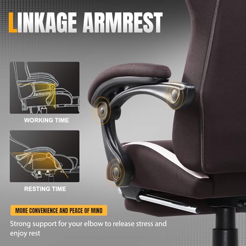 Gaming Chair Ergonomic Office Chair with Foot Rest, Breathable Fabric Computer Chair with Headrest and Lumbar Support O7023