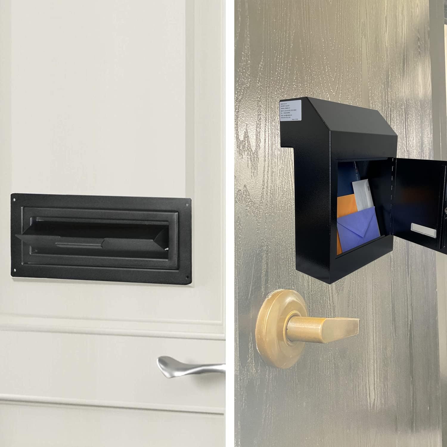 Door Drop Box for Mail, Rent, Deposit, and Night Key, Locking Steel Mailbox with Rear Access, Black G160
