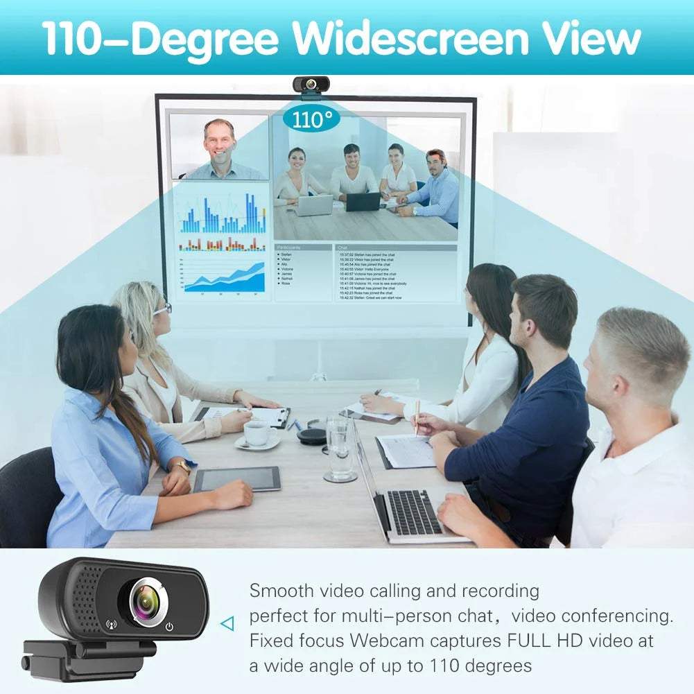 1080P Webcam with Microphone and Tripod Stand H28518