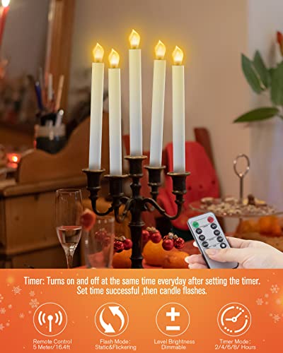 Flameless Taper Candles with Timer and Remote, LED Flickering for Home Decor M875