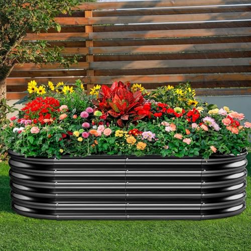 Galvanized Raised Garden Bed Kit 4x2x1.5ft Oval Metal Planter Box for Vegetables Outdoor V57489