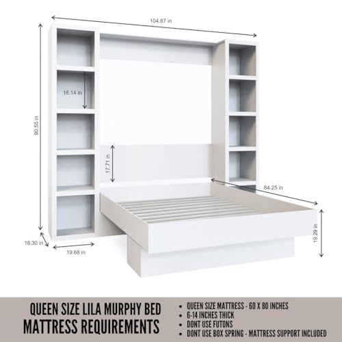 Queen Murphy Wall Bed with Two Bookshelves Z468