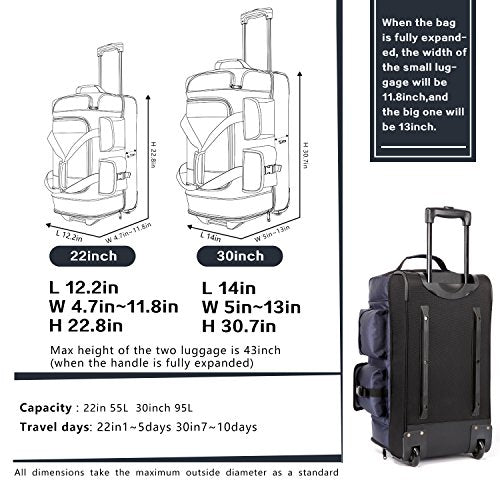 Rolling Duffel Travel Bag with 8 Pockets U83875