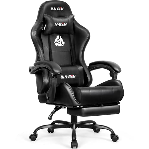 Ergonomic High Back Gaming Chair with Footrest PU Leather M911186