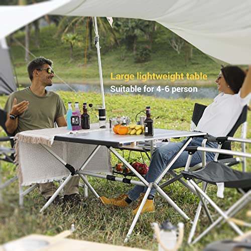 Folding Camping Table Aluminum Roll Up Portable Picnic Table Q486920