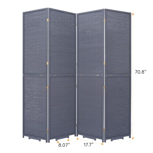 Bamboo Room Divider Folding Privacy Screen, 4 Panel, Beige N84000