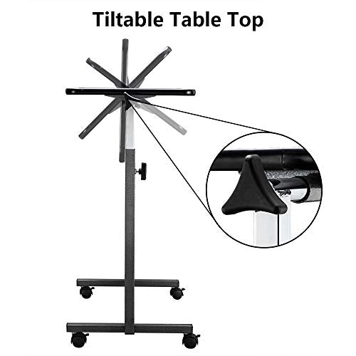 Tilting Overbed Table with Wheels and Brake, Adjustable Bedside Table R378751