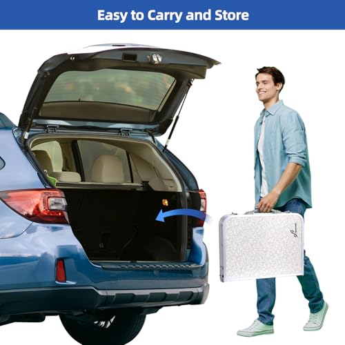 Adjustable Height Small Folding Camping Table with Mesh Layer B206
