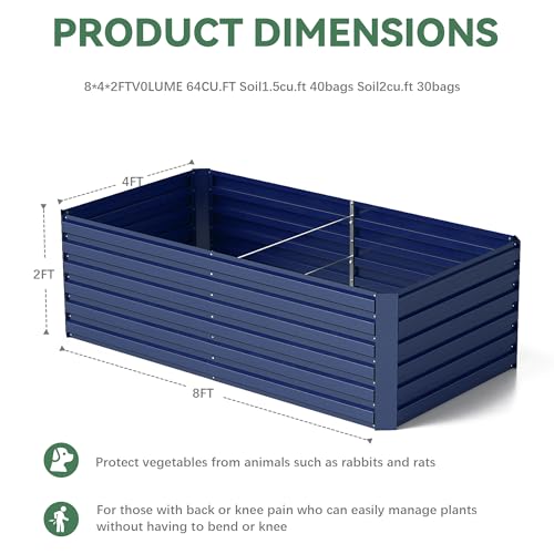 Galvanized Raised Garden Bed 8x4x2ft, Large Metal Planter Box for Outdoor Vegetables, Flowers & Herbs D2106