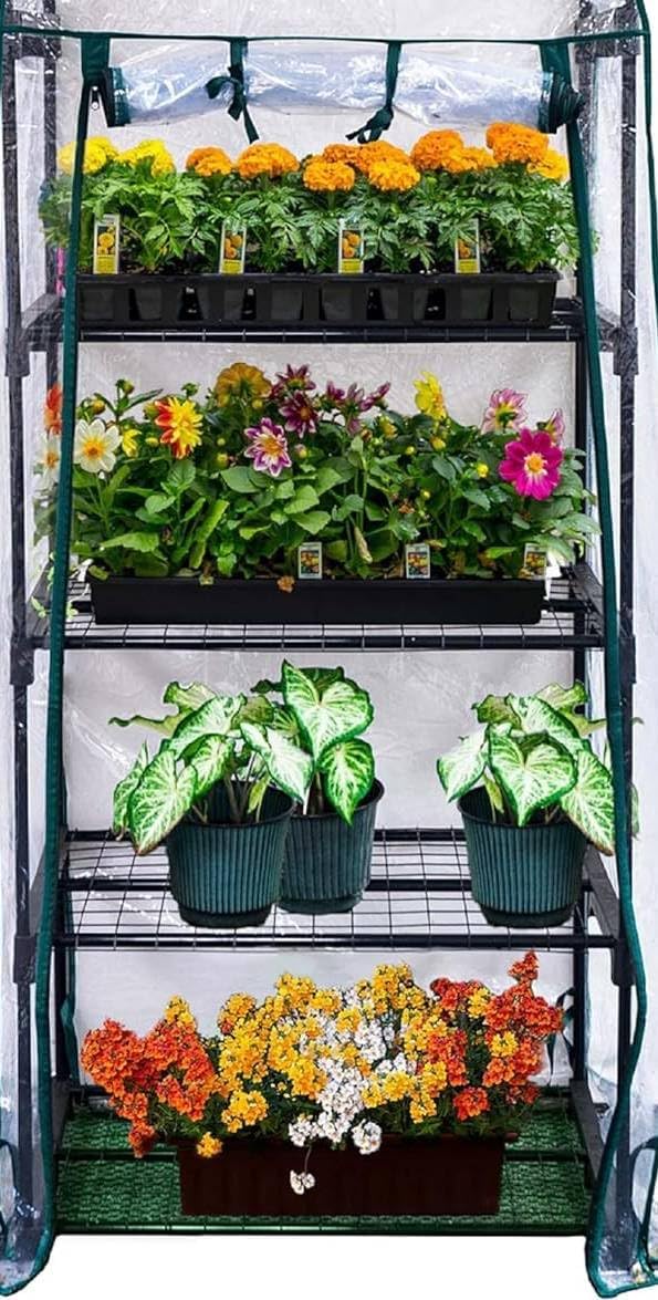 Mini Greenhouse Kit, 4-Tier with Wheels, Transparent K2787