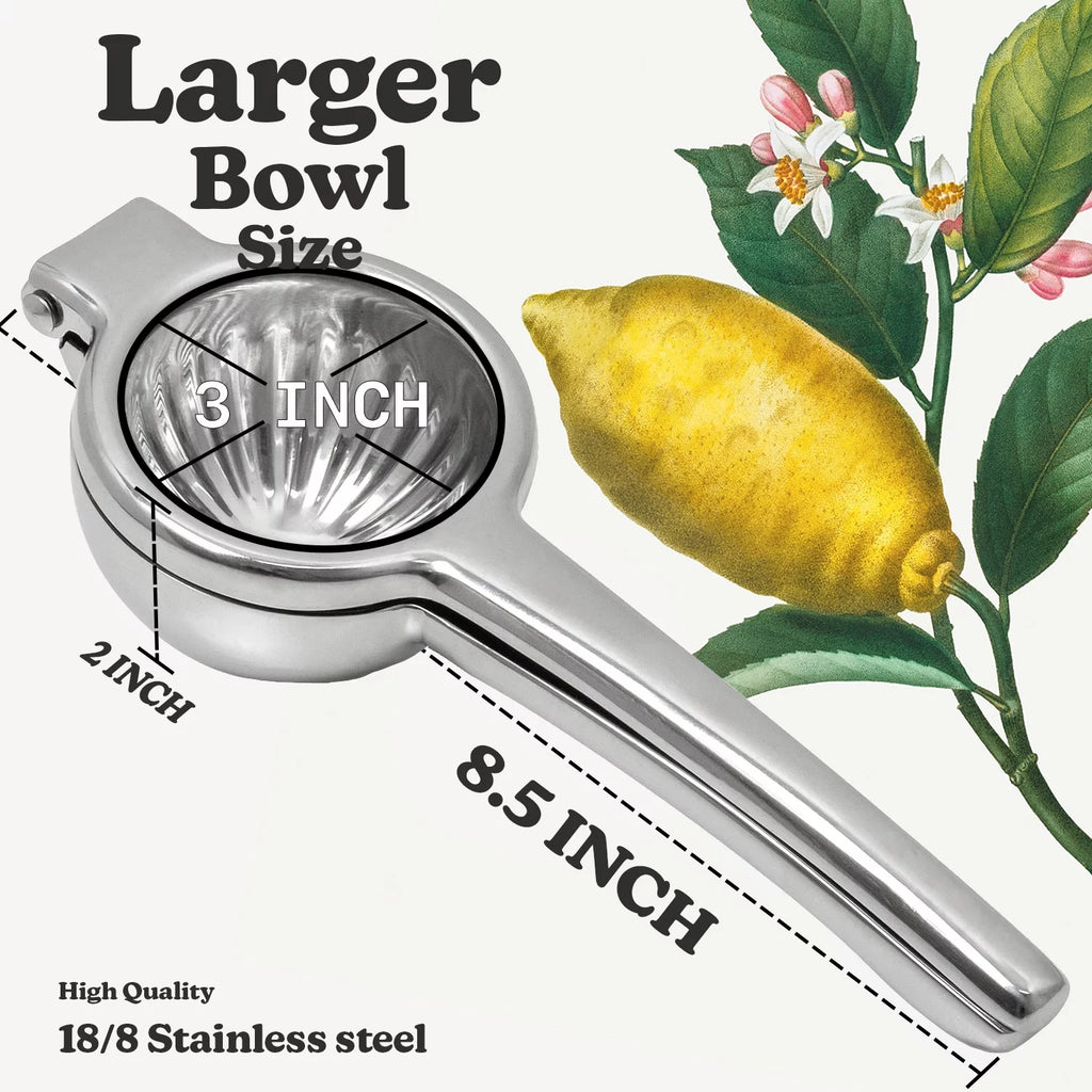 Washable Lemon Squeezer Stainless Steel with Large Bowl and Stable Grip O8612
