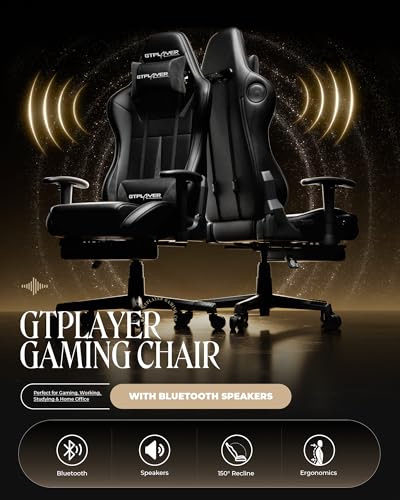 Gaming Chair with Speakers, Footrest, High Back Ergonomic Reclining B51631