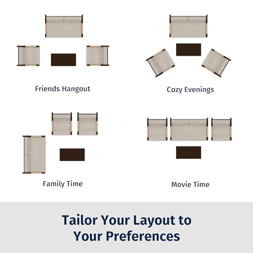 4-Piece Outdoor Patio Furniture Set with Sofa and Tempered Glass Table B6490