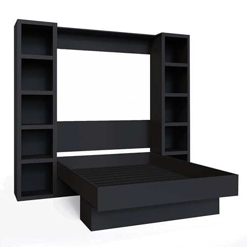 Queen Murphy Wall Bed with Two Bookshelves Z468