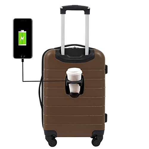 Smart Luggage Set with Cup Holder and USB Port, 20-Inch Carry-On D90568