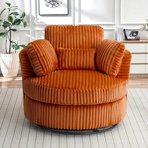 Round Swivel Barrel Chair with Ottoman for Living Room Bedroom G375183