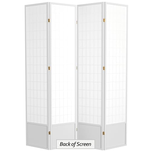 7 ft. Tall Window Pane Shoji Screen Room Divider, 3 Panels, White S15216